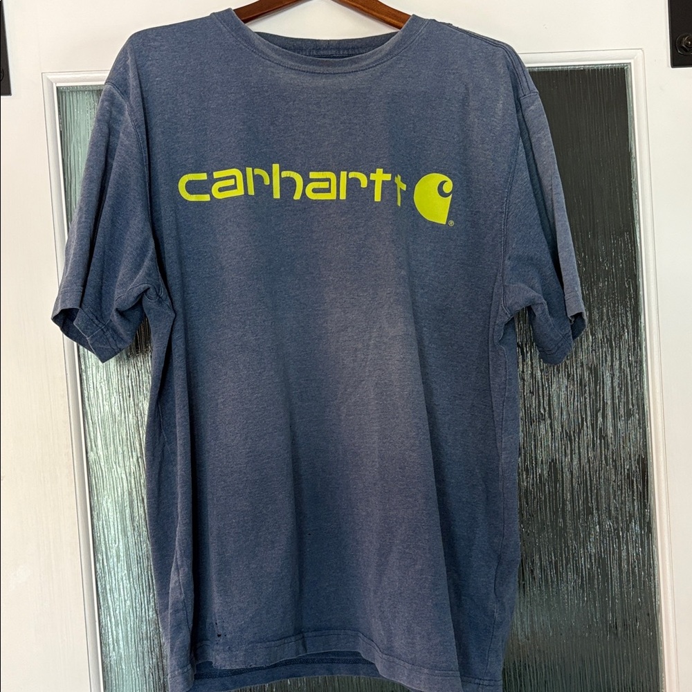 Carhartt Navy Short-Sleeve Tee with Lime Logo